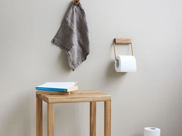 moebe toilet roll holder oak brass full  